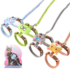 Durable Plaid Nylon & Cotton Escape-Proof Pet Harness and Leash Set for Cats & Small Dogs