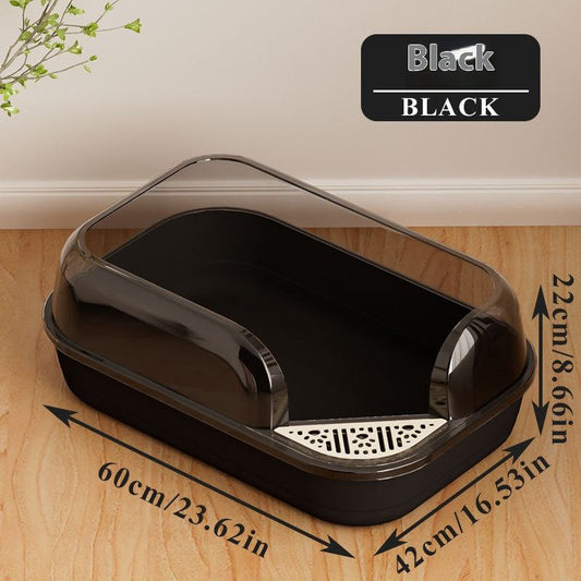 Corner Cut Extra Large Semi-Enclosed Litter Box for Cats