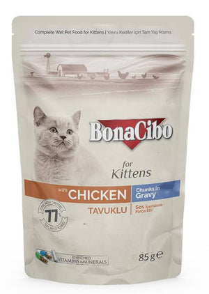 BonaCibo Kitten Wet Food Pouches - Chicken 85g
