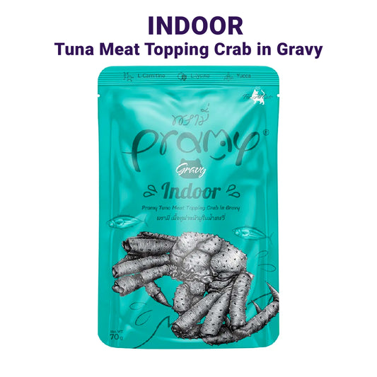 Pramy Cat Pouch Indoor Tuna Meat Topping Crab In Gravy 70gm