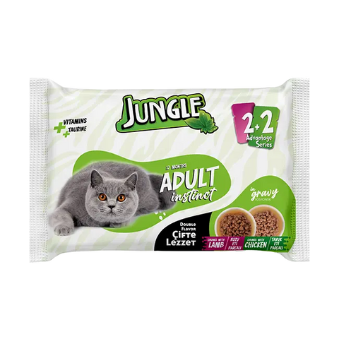 Jungle Adult Cat Wet Food Double Flavor Lamb and Chicken 4x100g