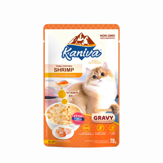 Kaniva Cat Pouch Tuna Topping Shrimp In Gravy 70g for Adult & Kitten
