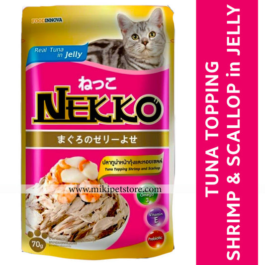 NEKKO POUCH 70G - TUNA TOPPING SHRIMP AND SCALLOP IN JELLY