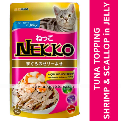 Nekko Pouch 70g Tuna Topping Shrimp and Scallop in Jelly