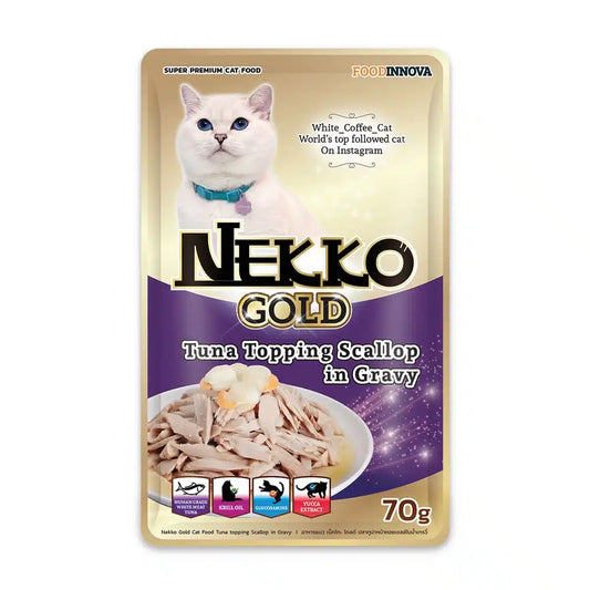 Nekko Gold Pouch Tuna Topping Scallop in Gravy 70g