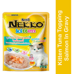 Nekko Kitten Cat Food Tuna Topping Salmon In Gravy -70gm