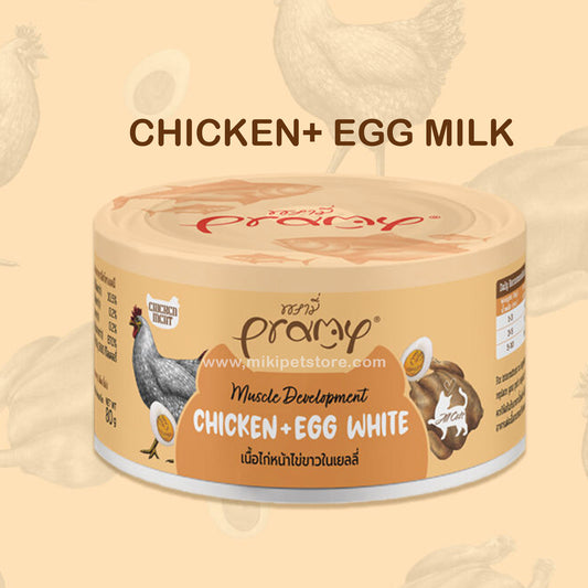 Pramy Chicken Topping Chicken and Egg white For Muscles Cat Can 80g