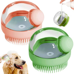 2-in-1 Silicone Pet Bath Brush with Shampoo Dispenser