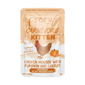 Pramy Carnivore Chicken Mousse with Pumpkin & Carrot Wet Food Pouch for Kittens 70g