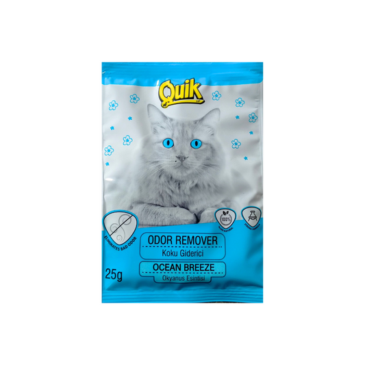 Quik Odor Remover Cat Litter Deodorizer Ocean Breeze 25g – Long Lasting Odor Control for Cats