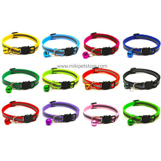 Reflective Cat Collar with Bell & Safety Buckle – Adjustable Pet Collar for Cats & Kittens