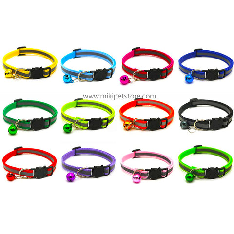 Reflective Cat Collar with Bell and Safety Buckle