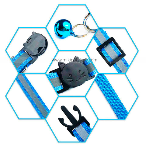 Reflective Cat Collar with Bell and Safety Buckle