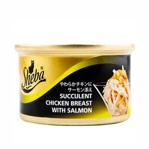 Sheba Can Cat Wet Food Succulent Chicken Breast with Salmon 85gm