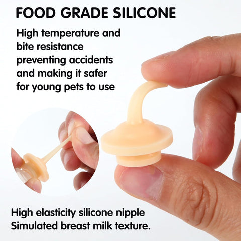 Side view of 5ml pet nursing feeder bottle with silicone nipple