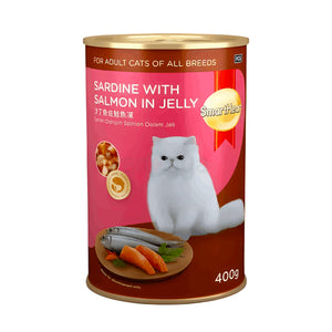 Smartheart Adult Can Cat Food Sardine with Salmon in Jelly 400g