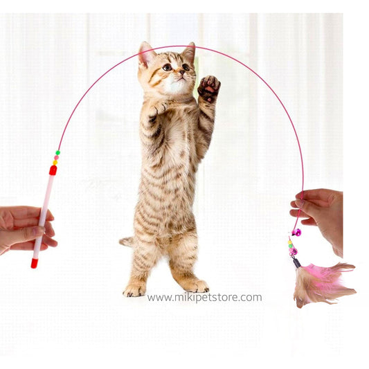 Cat Teaser Toy Plastic Pole Feather Cat Teaser
