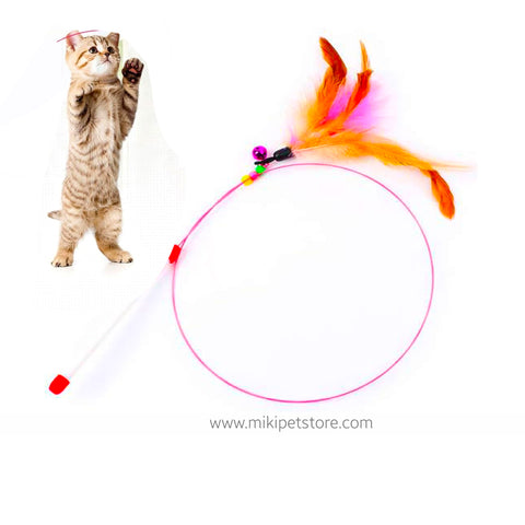 Cat Teaser Toy Plastic Pole Feather Cat Teaser
