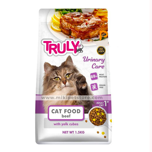 Truly Urinary Care Grain Free Adult Dry Cat Food Beef With Egg Yolk Cubes 1.5kg