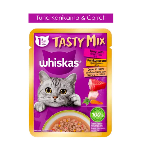 Whiskas Tasty Mix Tuna Kanikama Carrot in Gravy Cat 70g