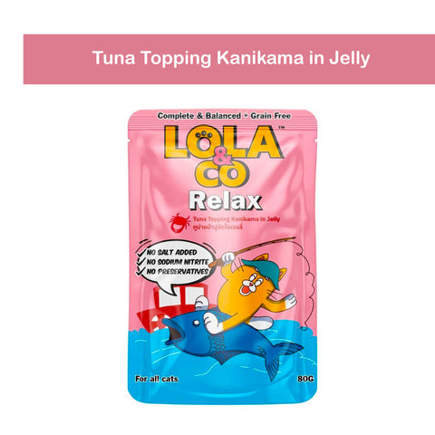 Lola & Co Relax Pouch Tuna Topping Kanikama in Jelly for All Cats – 80gm