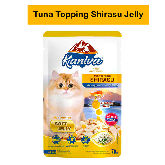 Kaniva Cat Pouch Tuna Topping Shirasu In Jelly 70g for Adult & Kitten