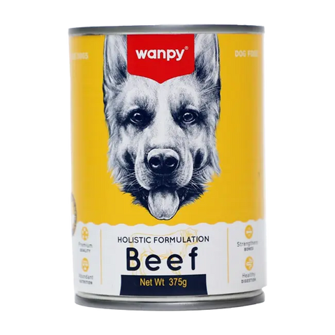 Wanpy Holistic Formulation Dog Wet Food Beef Can 375g | Grain-Free Premium Dog Food