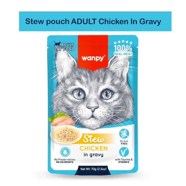 Wanpy Cat Pouch Stew Adult Chicken in Gravy 70g