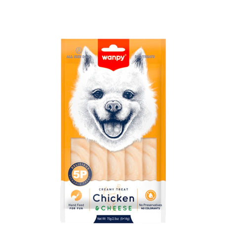 Wanpy Chicken & Cheese Cream Dog Treats 5 x 14 g