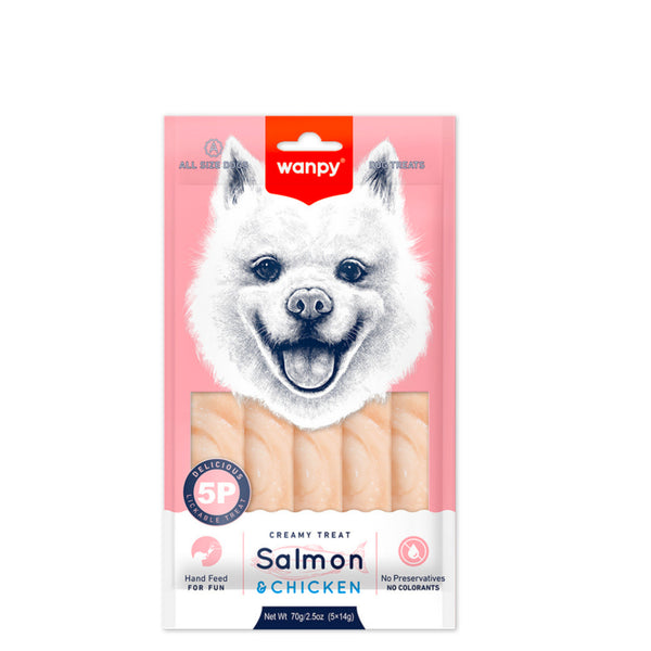 Wanpy Salmon and Chicken Dog Treats 5*14g Pack
