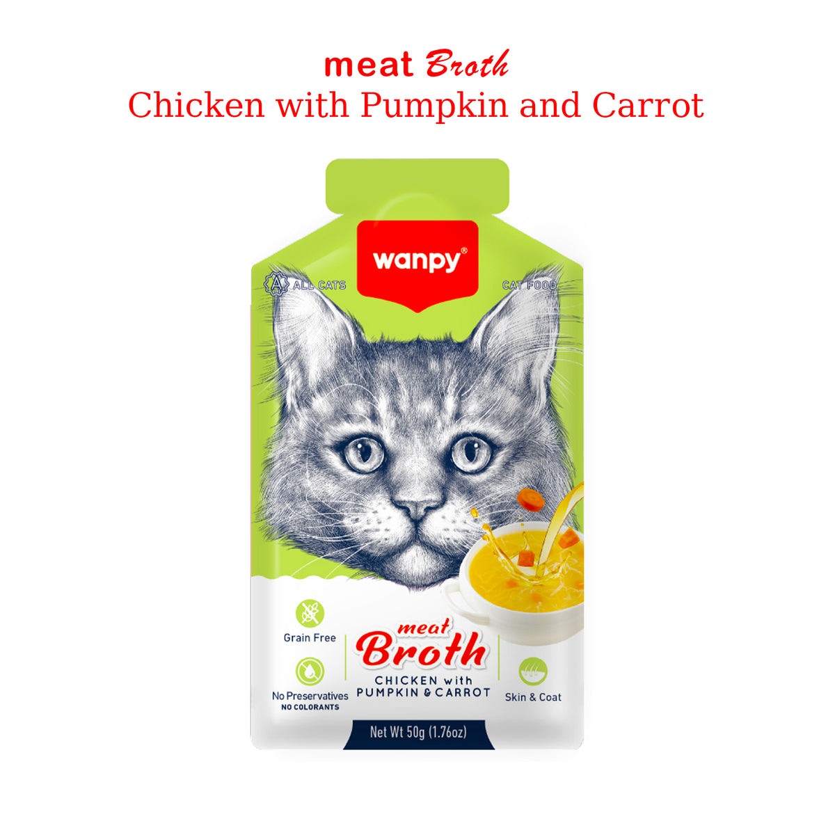 Wanpy Meat Broth Chicken with Pumpkin and Carrot for Cats 50g