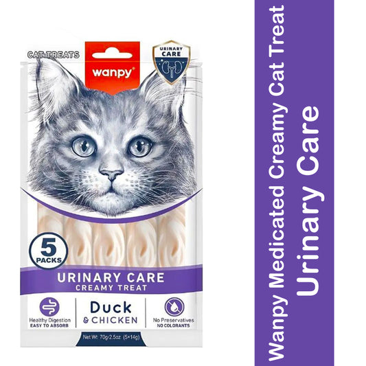 Wanpy Medicated Creamy Cat Treat Urinary Care Duck & Chicken 70gm