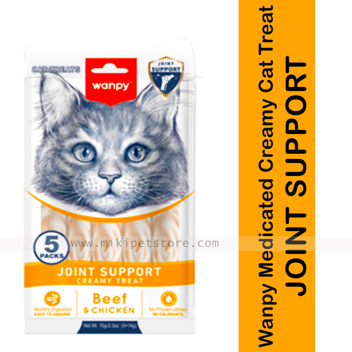 Wanpy Medicated Creamy Cat Treat Joint Support Beef & Chicken 70gm