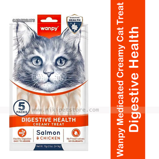 Wanpy Medicated Creamy Cat Treat Digestive Health Salmon & Chicken 70gm