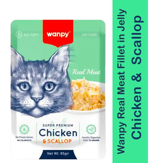 Wanpy Real Meat Fillet in Jelly Chicken & Scallop – 85gm