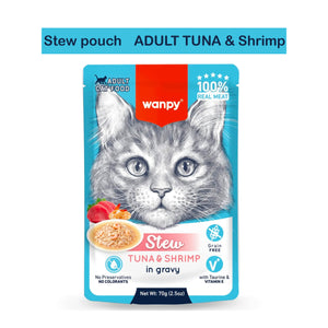 Wanpy Stew in Gravy Pouch Cat Food Tuna & Shrimp 70gm