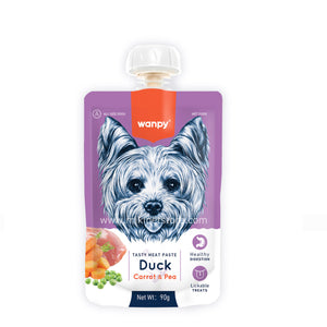 Wanpy Tasty Meat Paste Dog Pouch Duck, Carrot & Peas 90gm