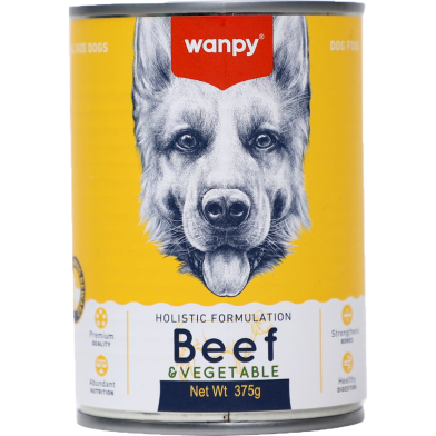 Wanpy Holistic Formulation Dog Can Food Beef & Vegetable 375g | Premium Wet Dog Food