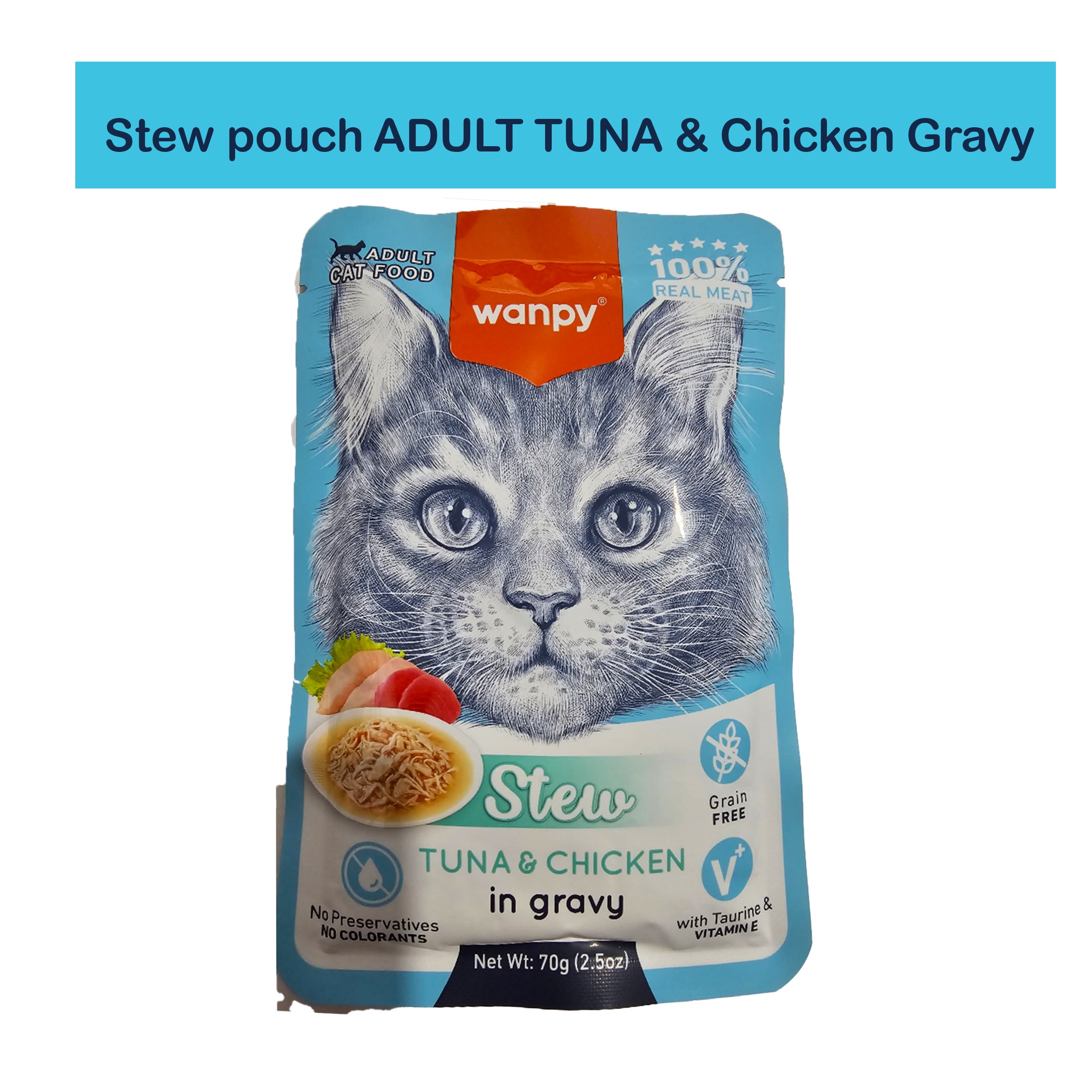Wanpy Stew in Gravy Pouch  Adult Tuna & Chicken- 70g 
