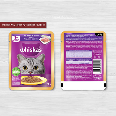 Whiskas 1 Plus Years Mackerel Flavour 80g Cat Pouch