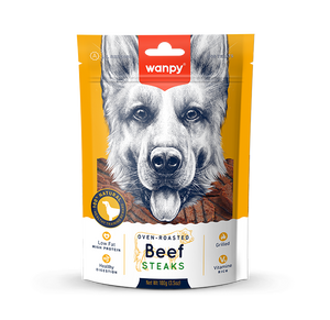 Wanpy Oven Roasted Dog Treat Beef Steaks 100gm
