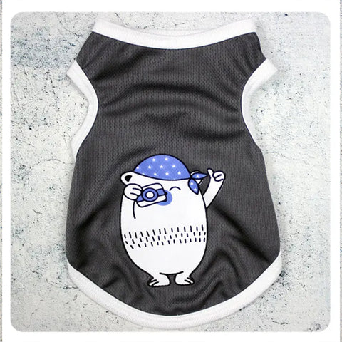 Summer Pet Vest Breathable Cartoon Print Clothes