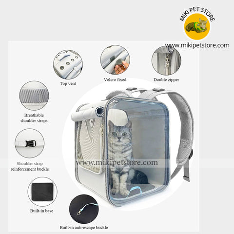 Pet Carrier Backpack Breathable Foldable Travel Cat Bag