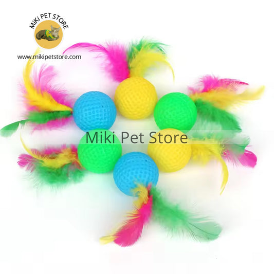 Cat Toys Feather Ball Toys Cat Teasing Toy