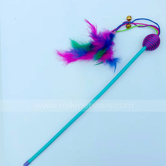 Cheap, budget-friendly cat toy teaser stick with interactive feather – fun play pole for active cats