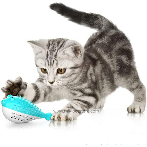 Blowfish Shape Cat Chew Teeth Cleaning Toy