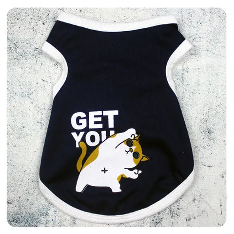 Summer Pet Vest Breathable Cartoon Print Clothes