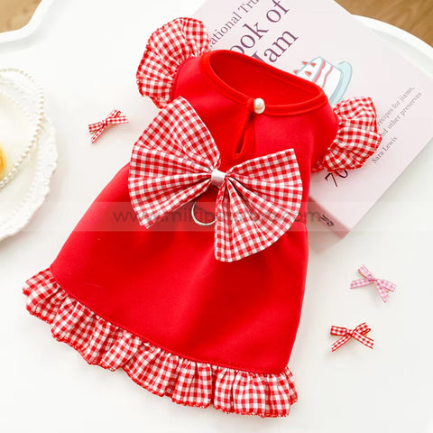 Multi-Color Bow Pet Dress – Spring/Summer Party & Birthday Skirt for Cat & Puppies