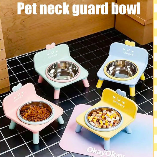 Neck Protection Elevated Pet Bowl for Cats & Dogs