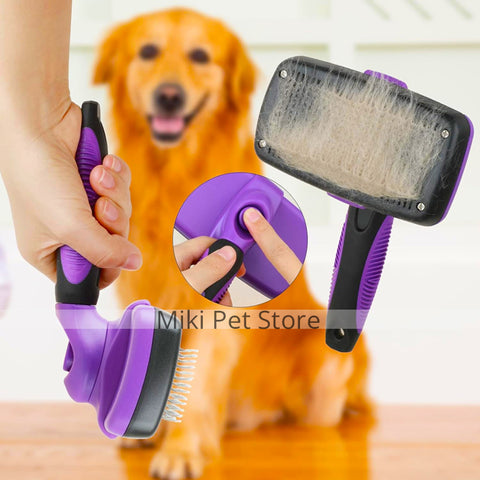 Self Cleaning Pet Slicker Brush for cats and dogs